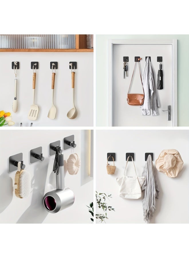 طقم من 4 خطافات فاخرة من الفولاذ المقاوم للصدأ 304، بلمسة نهائية مصقولة، بدون مسامير، مقاس 4.5 × 4.5 سم، ارتقِ بديكور منزلك - Image 3